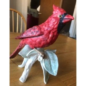 Vintage Goebel Red Cardinal Porcelain Bird Figurine 1969 West Germany